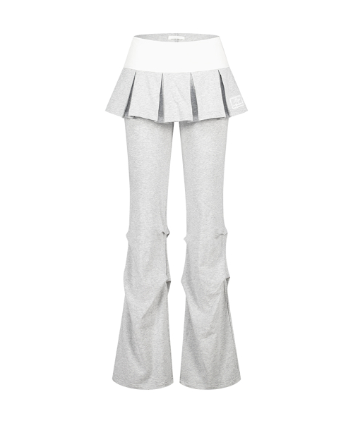 TWO-TONE PLEATED SKIRT PANTS MELANGE
