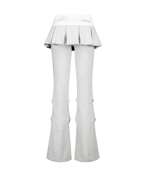 TWO-TONE PLEATED SKIRT PANTS MELANGE