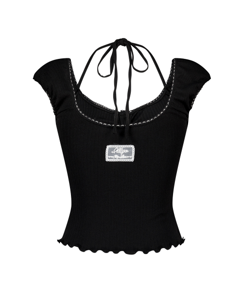 BUTTON HALTER SLEEVELESS BLACK