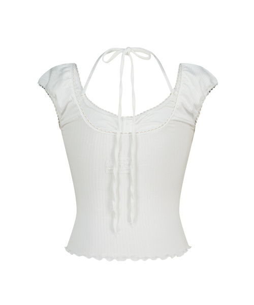 BUTTON HALTER SLEEVELESS WHITE