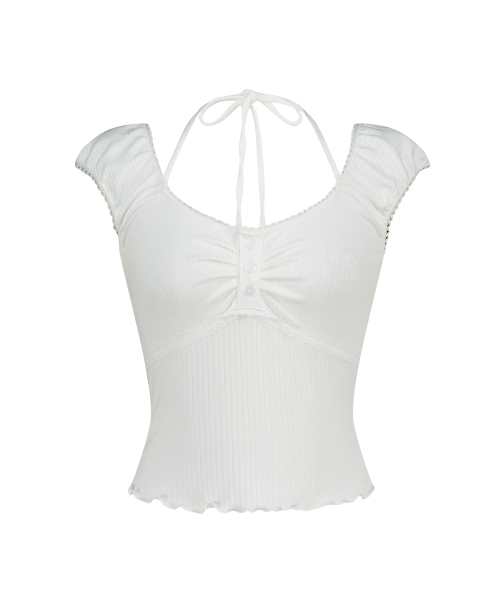 BUTTON HALTER SLEEVELESS WHITE