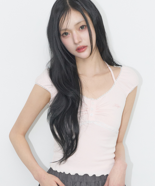 BUTTON HALTER SLEEVELESS PINK