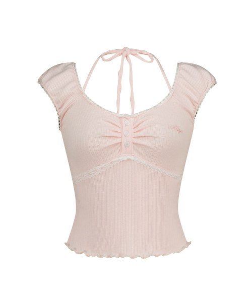 BUTTON HALTER SLEEVELESS PINK