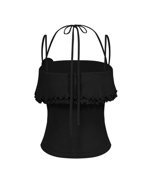 ROSE RUFFLE SLEEVELESS BLACK