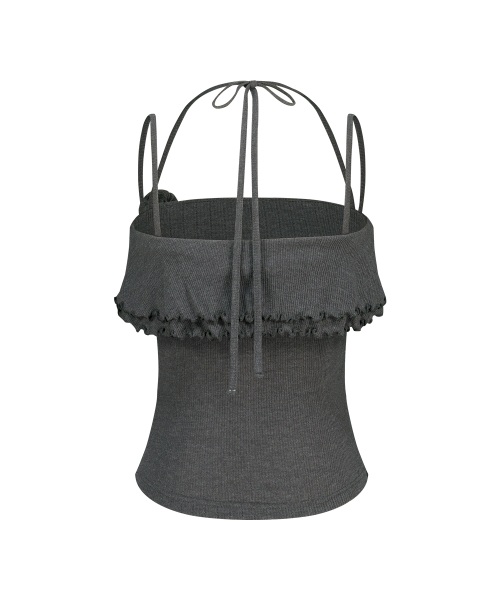 ROSE RUFFLE SLEEVELESS CHARCOAL