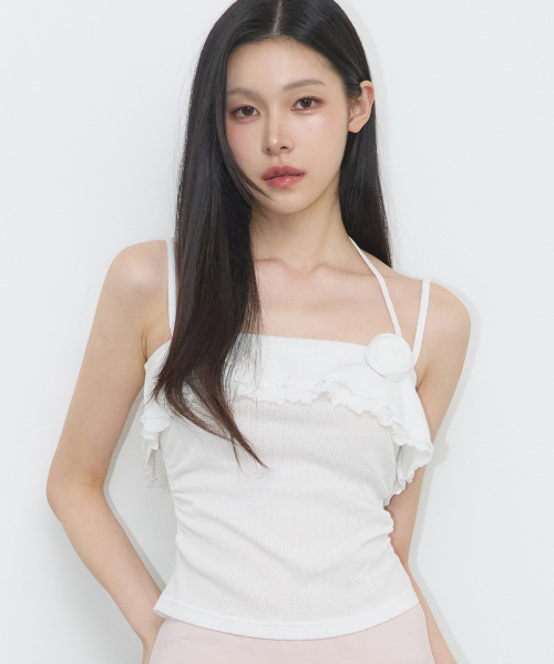 ROSE RUFFLE SLEEVELESS WHITE