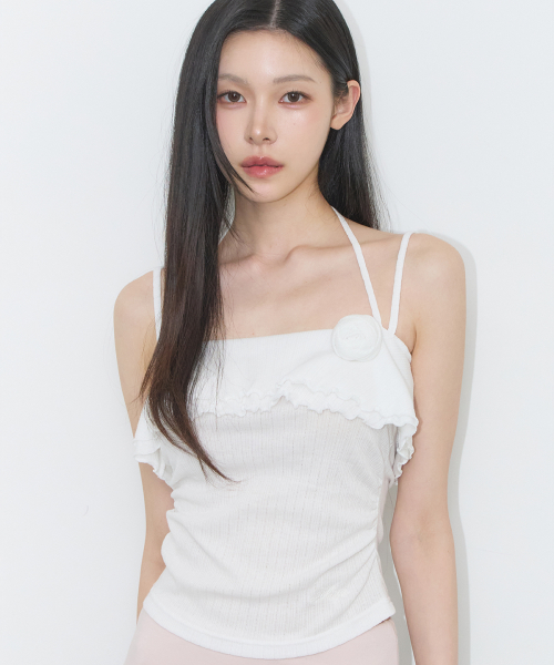 ROSE RUFFLE SLEEVELESS WHITE