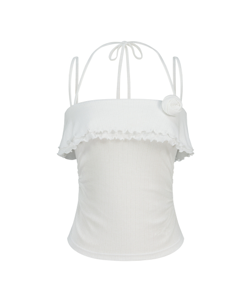 ROSE RUFFLE SLEEVELESS WHITE