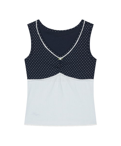 DOT COLOR-BLOCKED SLEEVELESS NAVY