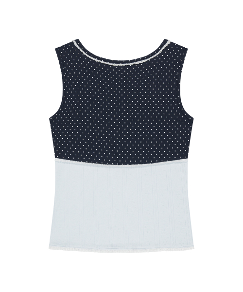 DOT COLOR-BLOCKED SLEEVELESS NAVY