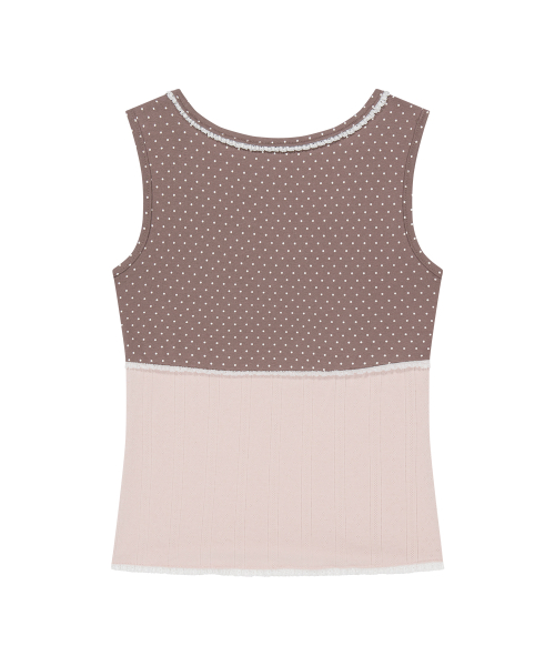 DOT COLOR-BLOCKED SLEEVELESS BROWN