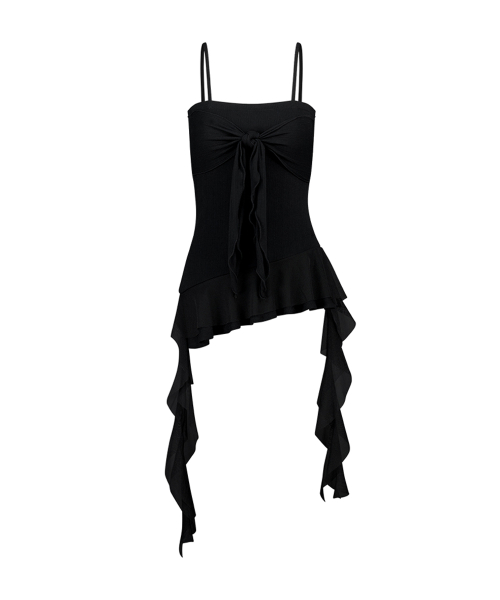 RIBBON TIE SLEEVELESS BLACK