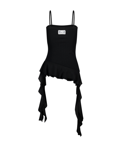 RIBBON TIE SLEEVELESS BLACK