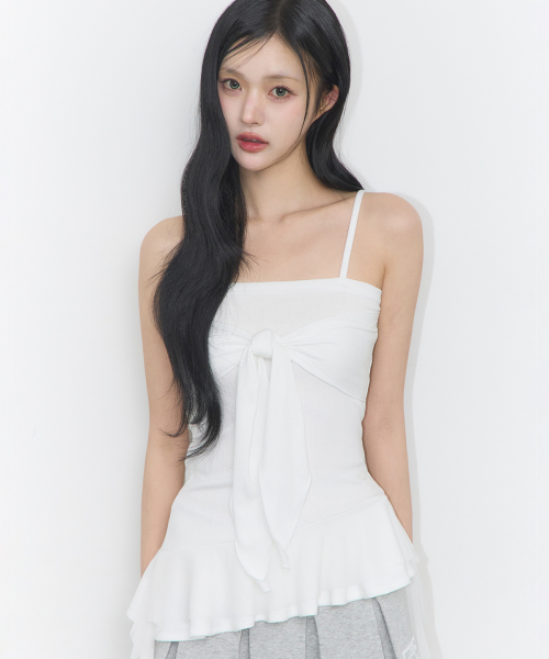 RIBBON TIE SLEEVELESS WHITE