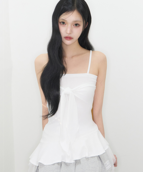 RIBBON TIE SLEEVELESS WHITE
