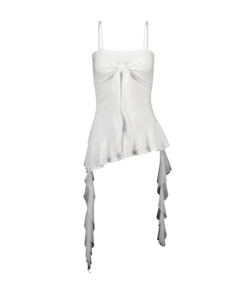 RIBBON TIE SLEEVELESS WHITE