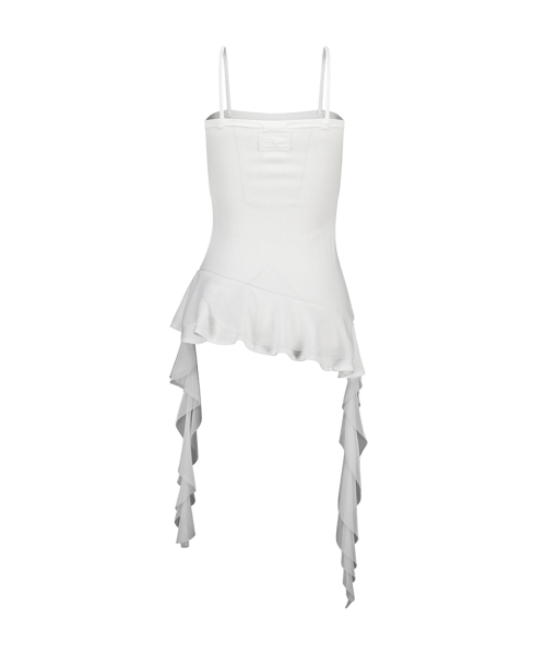 RIBBON TIE SLEEVELESS WHITE