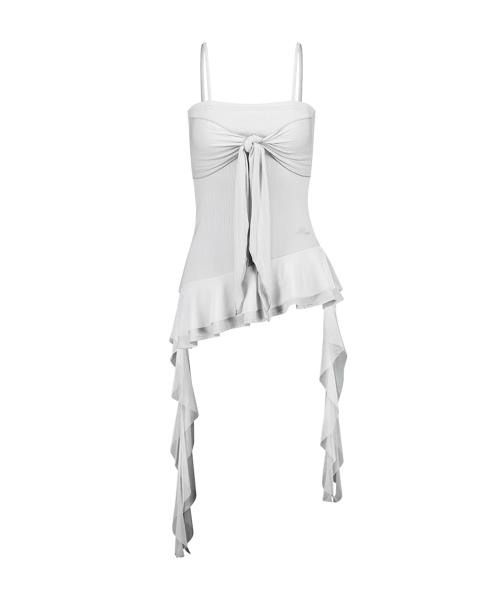 RIBBON TIE SLEEVELESS GRAY