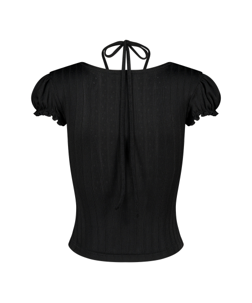 SHIRRING HALTER TOP BLACK