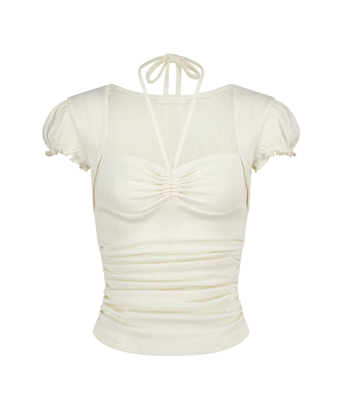SHIRRING HALTER TOP IVORY