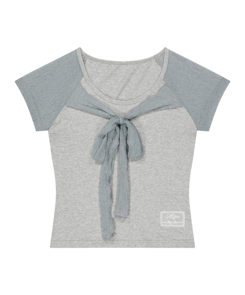 LACE RIBBON COLOR-BLOCK T-SHIRT MELANGE