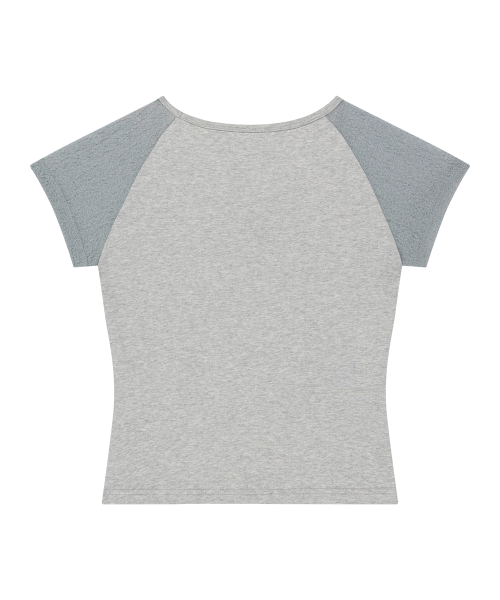 LACE RIBBON COLOR-BLOCK T-SHIRT MELANGE