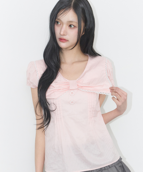 SAILOR BOW COLLARED BLOUSE PINK