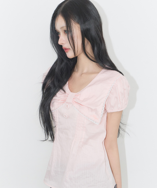 SAILOR BOW COLLARED BLOUSE PINK