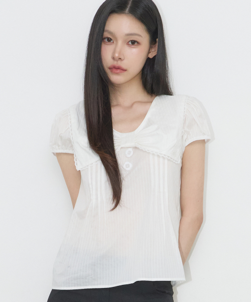 SAILOR BOW COLLARED BLOUSE WHITE