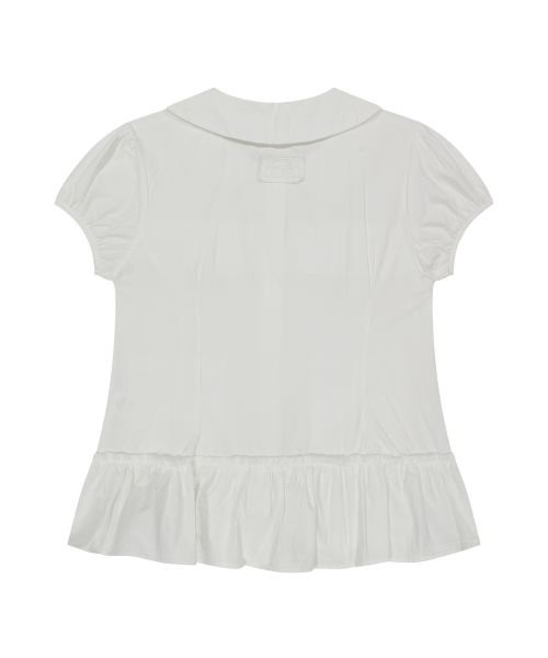BOW POCKET RUFFLE BLOUSE WHITE