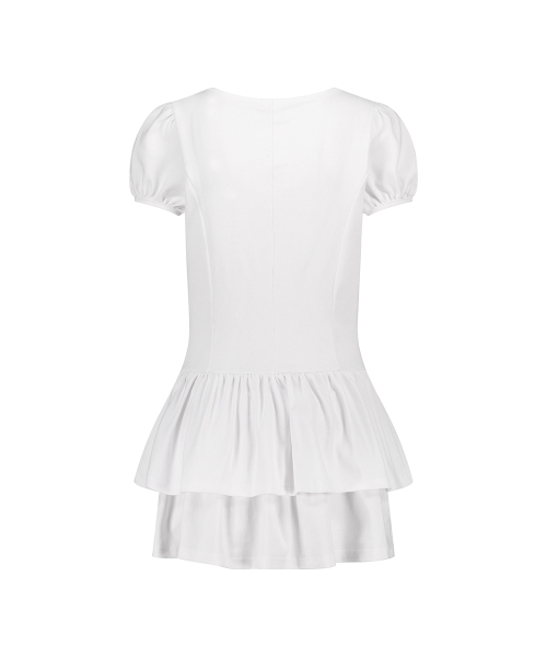 BOW FLARE MINI DRESS WHITE