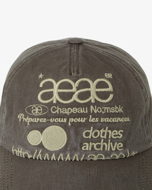 WEB LOGO WASHED 5 PANNEL BALL CAP [BROWN]