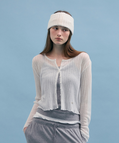 NUBASIC LINEN CARDIGAN WHITE