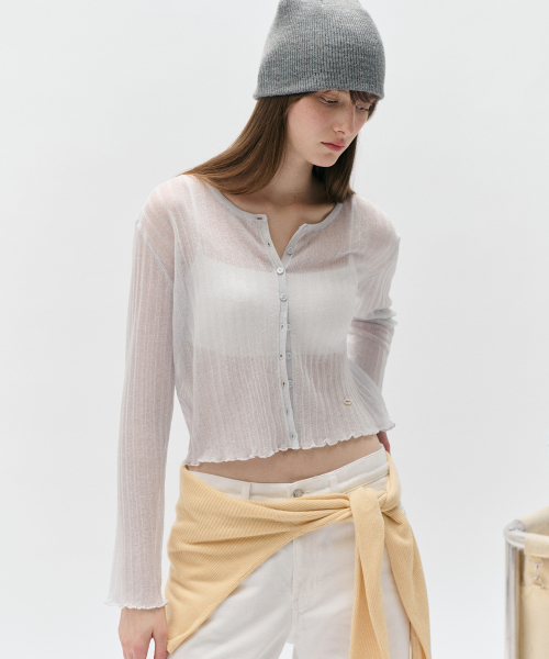 NUBASIC LINEN CARDIGAN BLUE