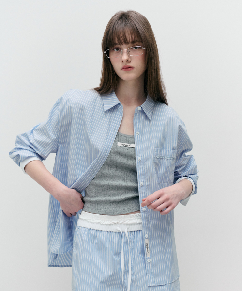 NUBASIC STRIPE SHIRTS BLUE