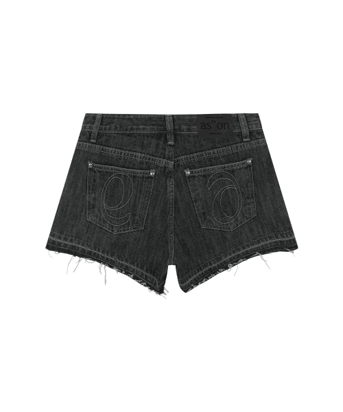 FOLD DENIM SHORT PANTS / BLACK