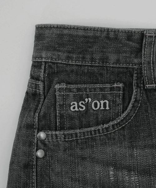 FOLD DENIM SHORT PANTS / BLACK