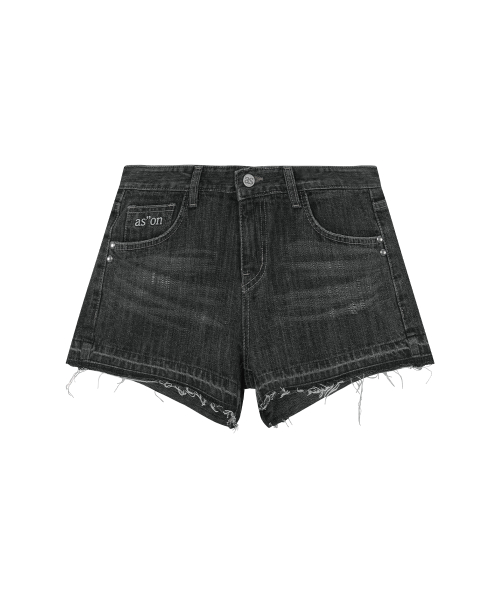 FOLD DENIM SHORT PANTS / BLACK