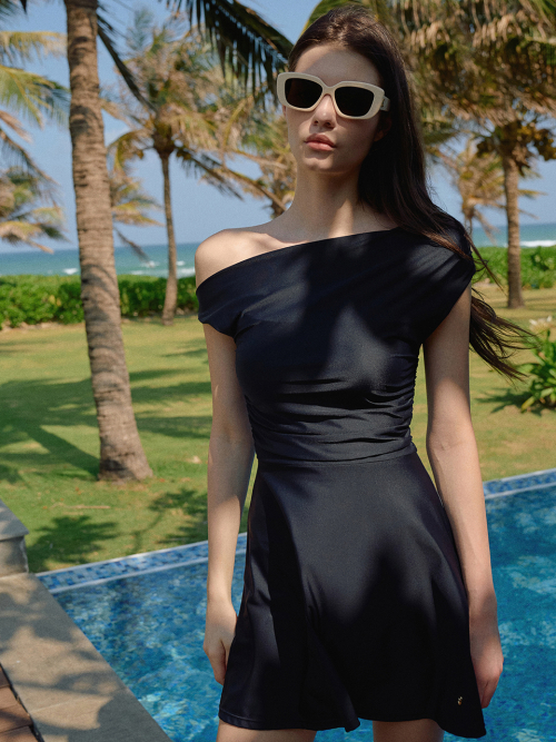 Unbalance Shirring Swimsuit[LMBDSW238]-2color
