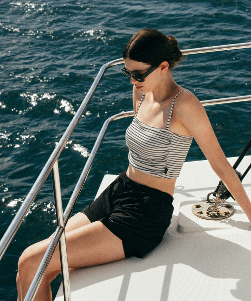 Stripe Shirring Swim Top[LMBESW245]-2color