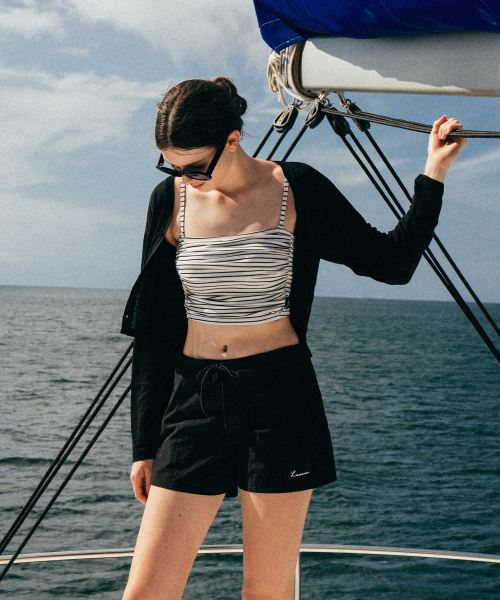 Stripe Shirring Swim Top[LMBESW245]-2color