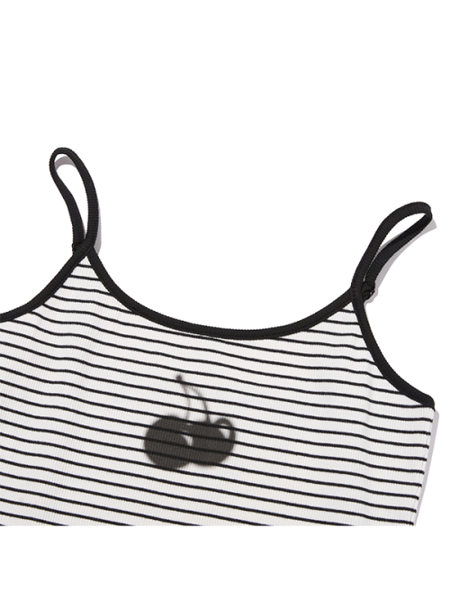 블러 체리 슬림핏 스트라이프 슬리브리스 [아이보리]