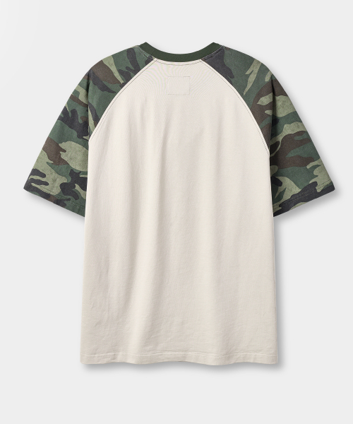 RAGLAN COLOR BLOCK PIGMENT ARTWORK SHORT SLEEVE T-SHIRT