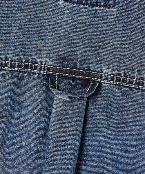 FADED WASHING DENIM TRUCKER HALF SHIRT_DUST INDIGO