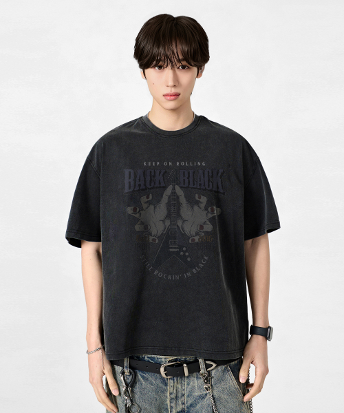 VLAD VINTAGE BLACK SEMI-CROP T-SHIRT_PIGMENT CHARCOAL