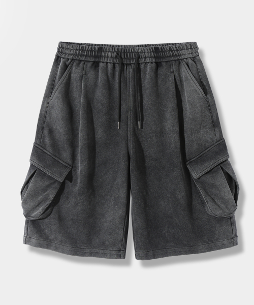 ONE-TUCK BERMUDA CARGO SWEAT PANTS 3 COLOR