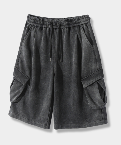ONE-TUCK BERMUDA CARGO SWEAT PANTS 3 COLOR