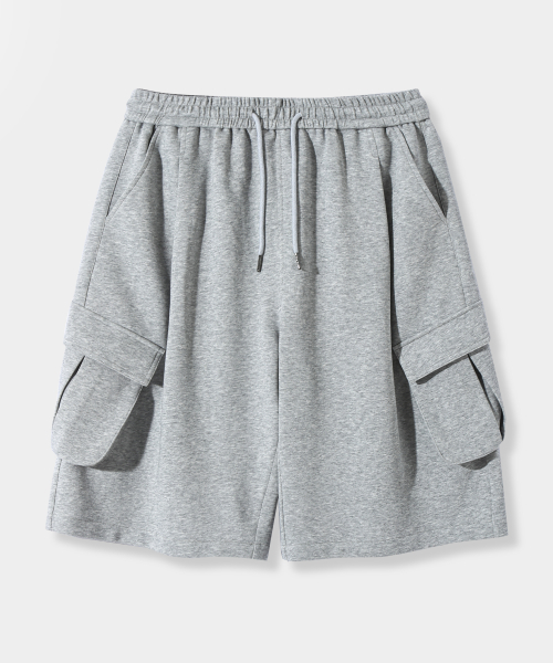 ONE-TUCK BERMUDA CARGO SWEAT PANTS 3 COLOR