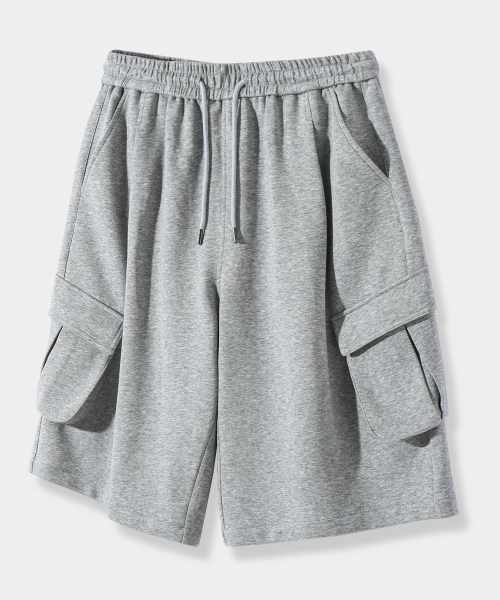 ONE-TUCK BERMUDA CARGO SWEAT PANTS 3 COLOR