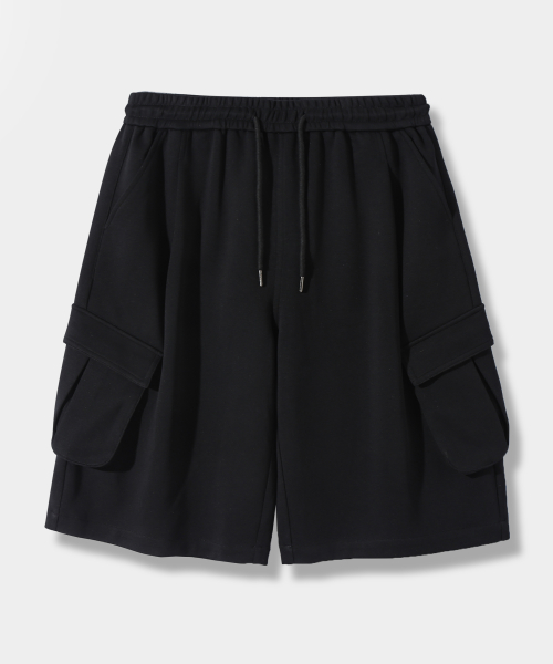 ONE-TUCK BERMUDA CARGO SWEAT PANTS 3 COLOR